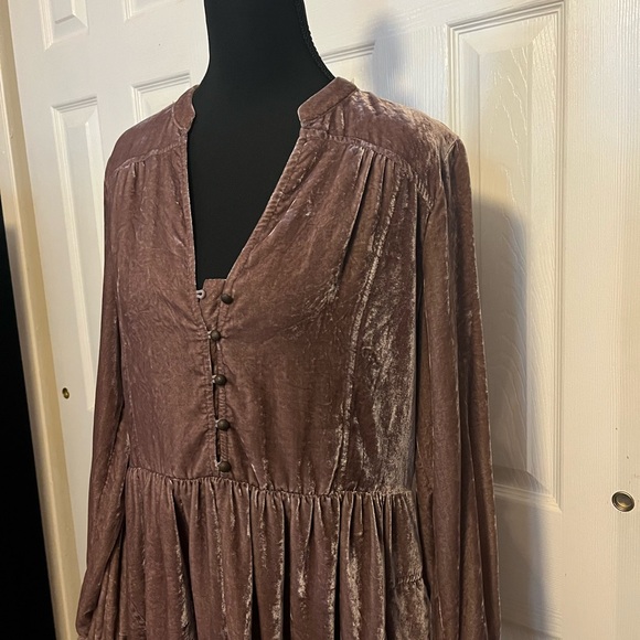 Anthropologie Holding Horses Velvet Button Shirt Dress - Picture 2 of 13